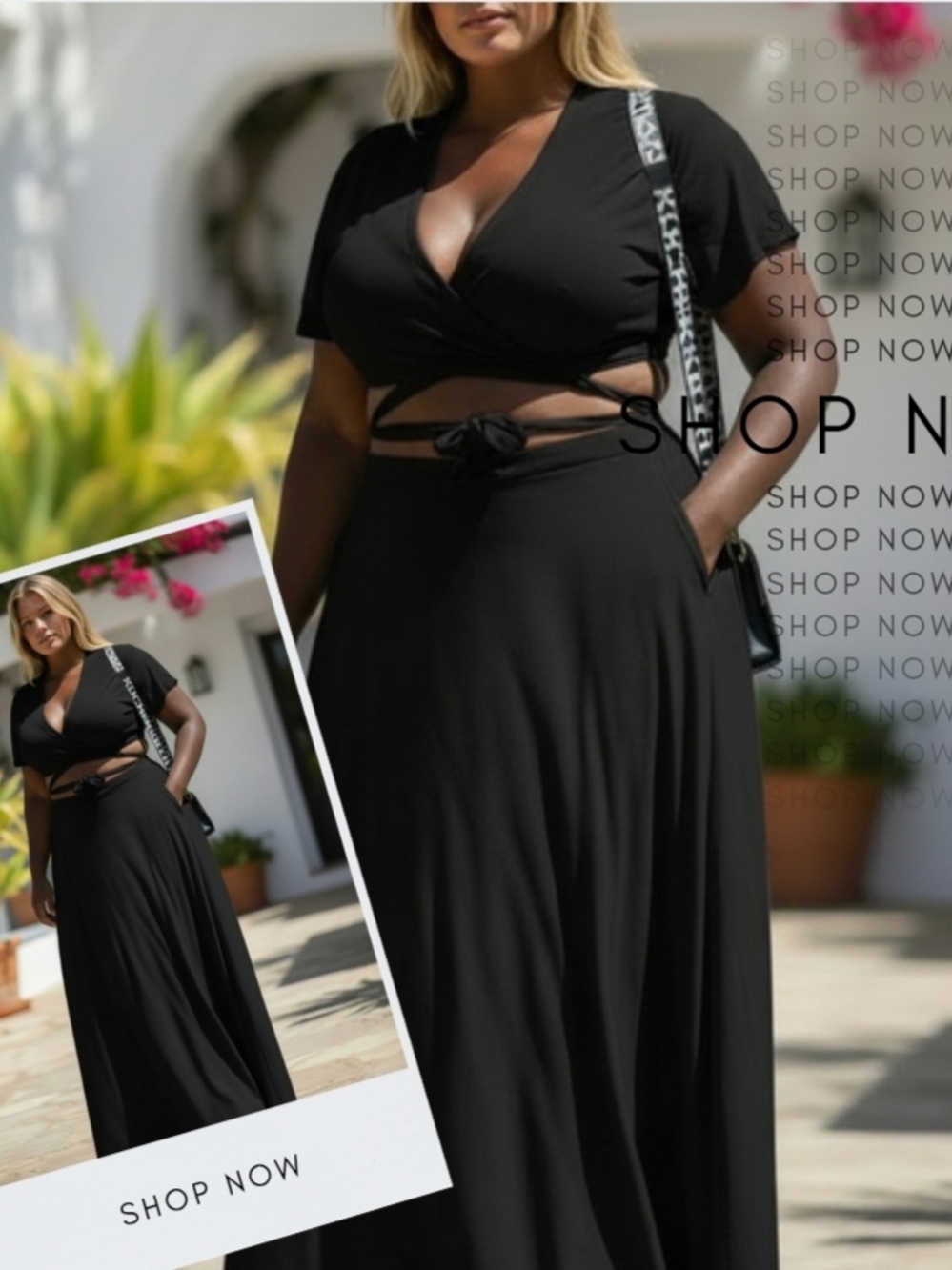 2pc PLUS SIZE Skirt Set - BLACK